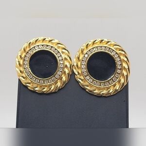 RARE FIND Bluette Made in France VINTAGE Signature Shoe Clips Black Oval Rosette